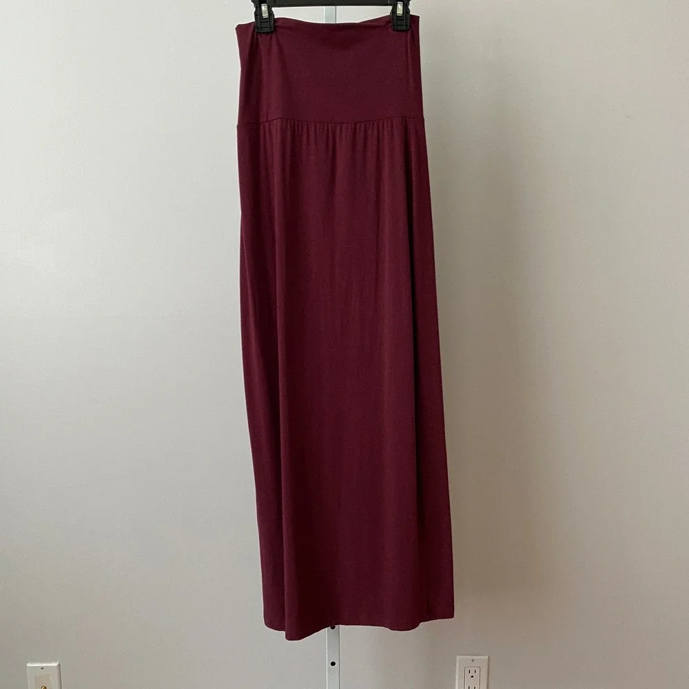 Takei S Cottage Maroon‎ Maxi Skirt Bamboo Organic Cotton Stretch Sustainable Eco